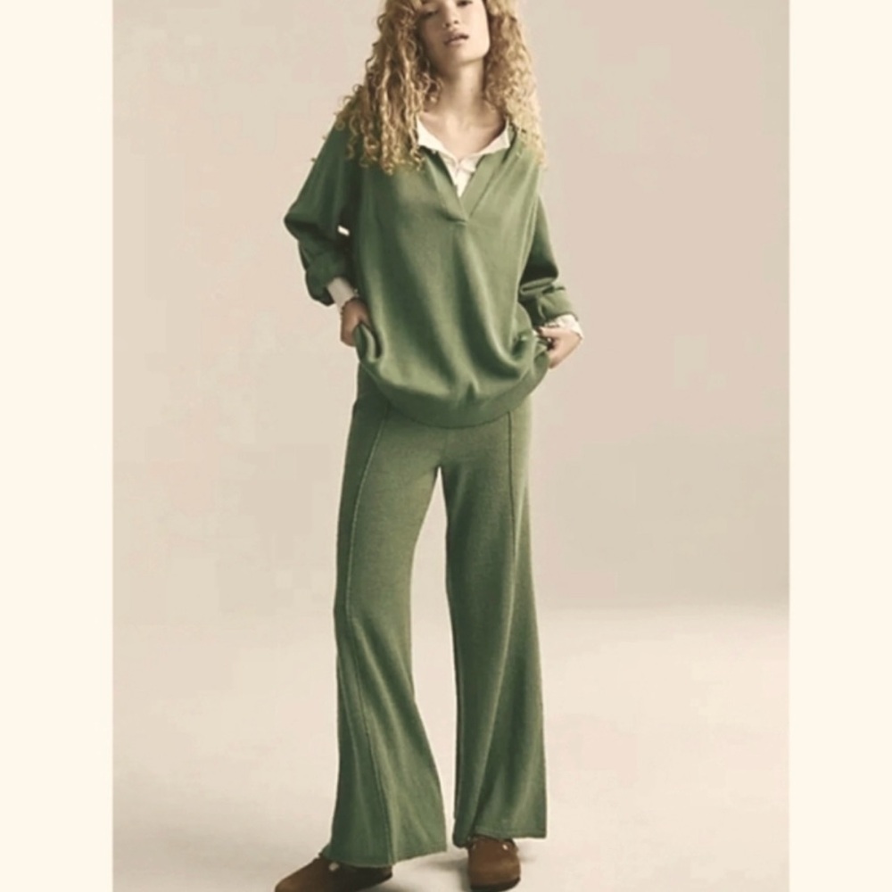 FP Beach Green Flare Pants for Women
